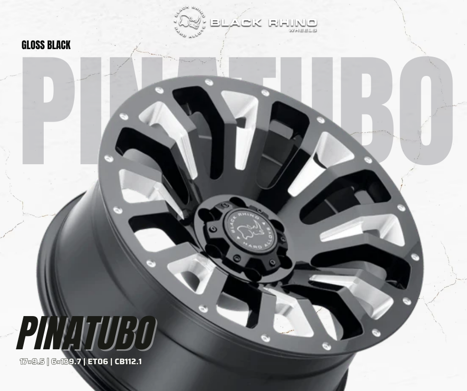 Mâm Black Rhino Pinatubo 17×9.5 | 6×139.7 | ET06 | CB112.1 (Màu Đen bóng)